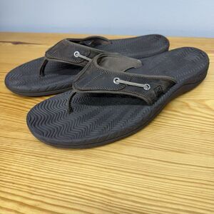 Sperry Brown Leather Flip Flops Men's Size 13 Outer Banks